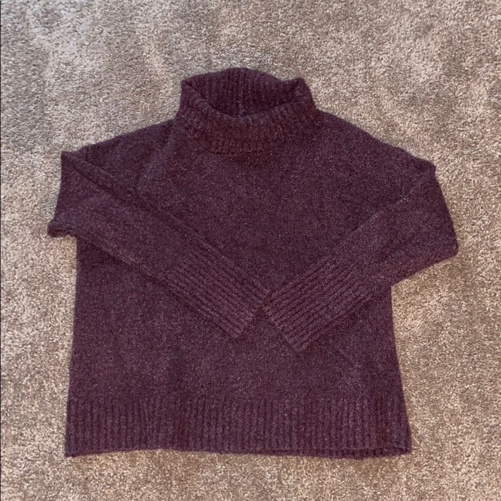 Purple stretchy turtleneck sweater